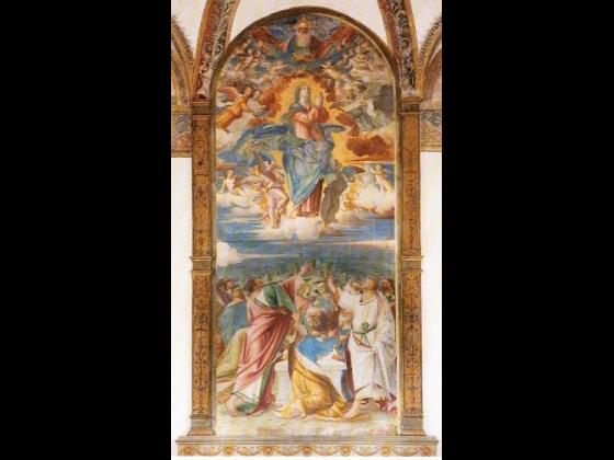 La grande Assunzione eseguita sulla parete di fondo dal noto pittore cremasco Vincenzo Civerchio nel 1517.